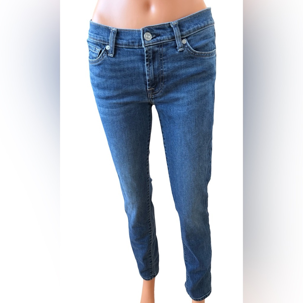 7 For All Mankind Straight Leg Jeans in Classic Blue Denim